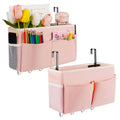 Frjjthchy Bedside Storage Organizer 5 Pockets with 4 Hooks Hanging Storage Bag for Headboards/Bunk Bed (2Pack Pink)