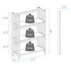 Casual Home 3-Shelf Folding Stackable Bookcase (27.5" Wide)-Natural