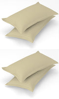Homefab India 4 Piece Glace Cotton Pillow Covers  Stripes, Ecru, 17X27