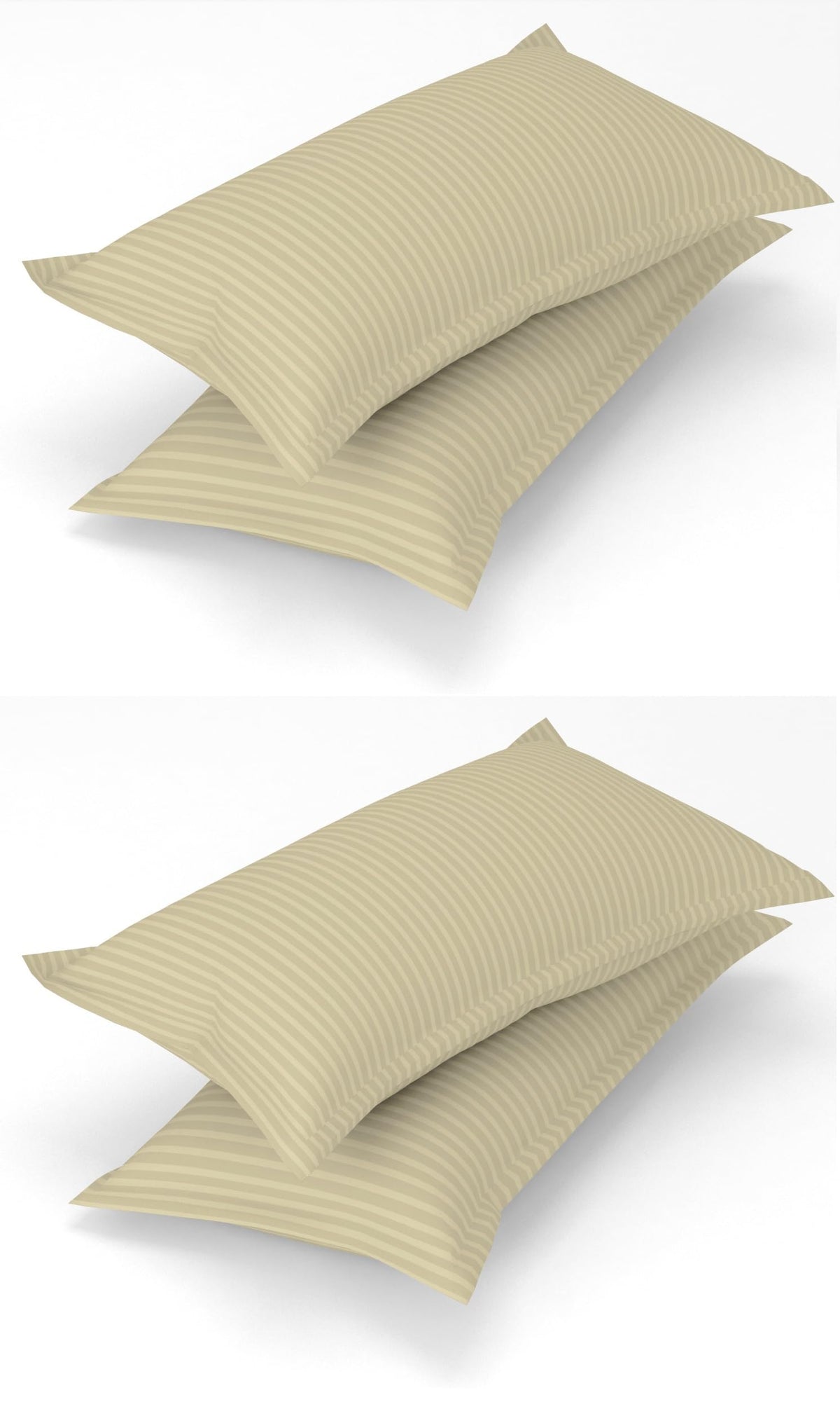 Homefab India 4 Piece Glace Cotton Pillow Covers  Stripes, Ecru, 17X27