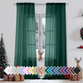 Aiyufeng Hunter Green Sheer Curtain Drapes 90 Inch Length 2 Panels for Living Room, Light Filtering Voile Green Drapes for Bedro