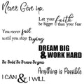 5 Sheets Vinyl Wall Quotes Stickers Inspirational Quotes Decals Peel and Stick Motivational Wall Decals Never Give up Anything i