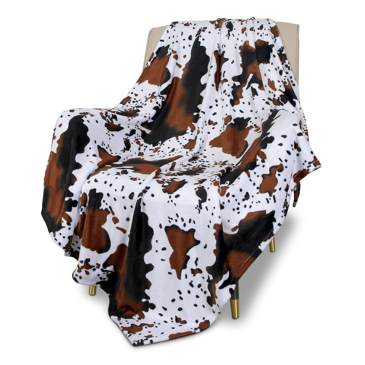 Macevia Flannel Fleece Throw Blanket For Couch Cow Print Blanket Fuzzy Cozy Comfy Super Soft Fluffy Plush Cattle Blanket For Bed
