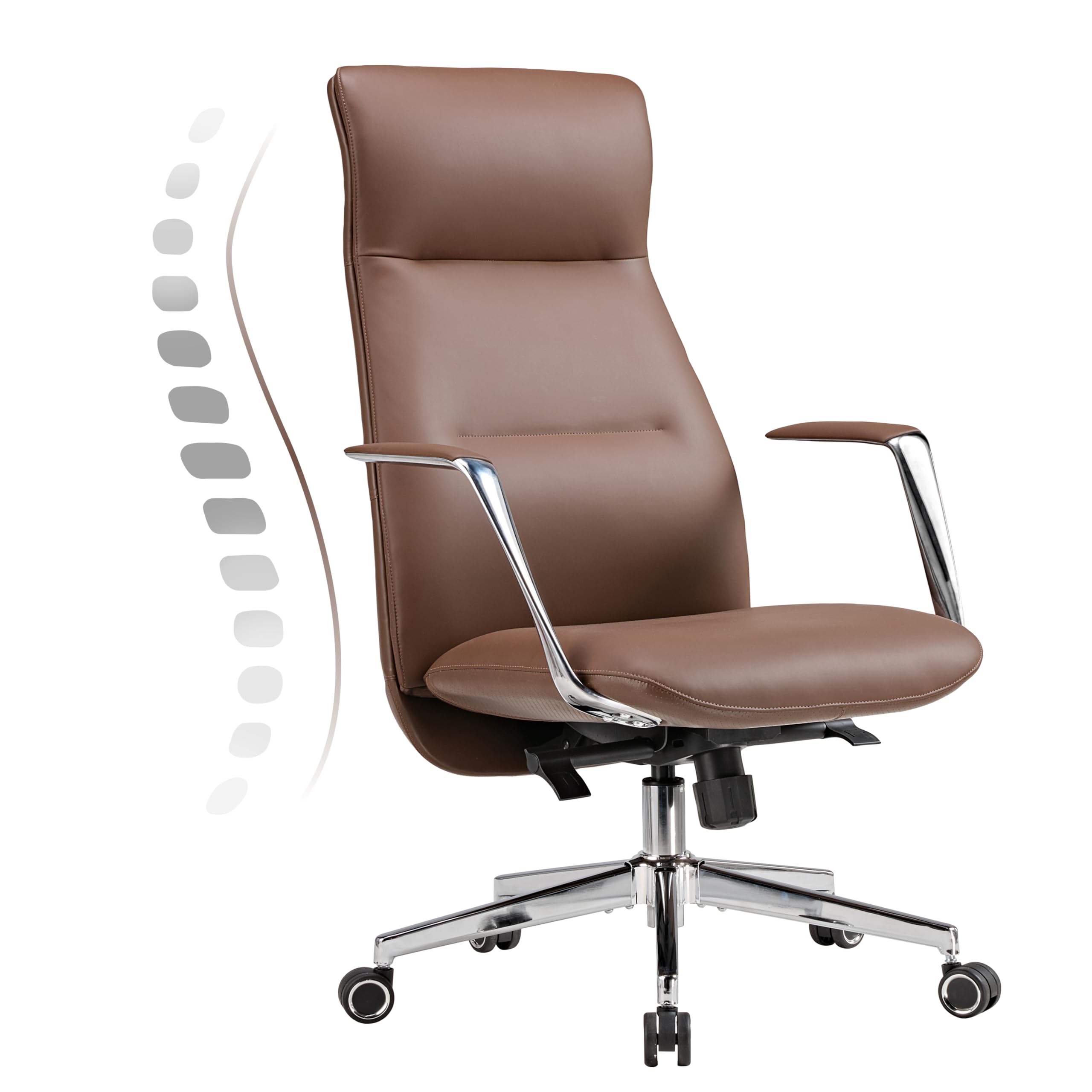 Eureka Ergonomic Executive High Back Brown Leather Office Chair, Home Desk Chair For Adults, Big And Tall With Wheels, Swivel Ro