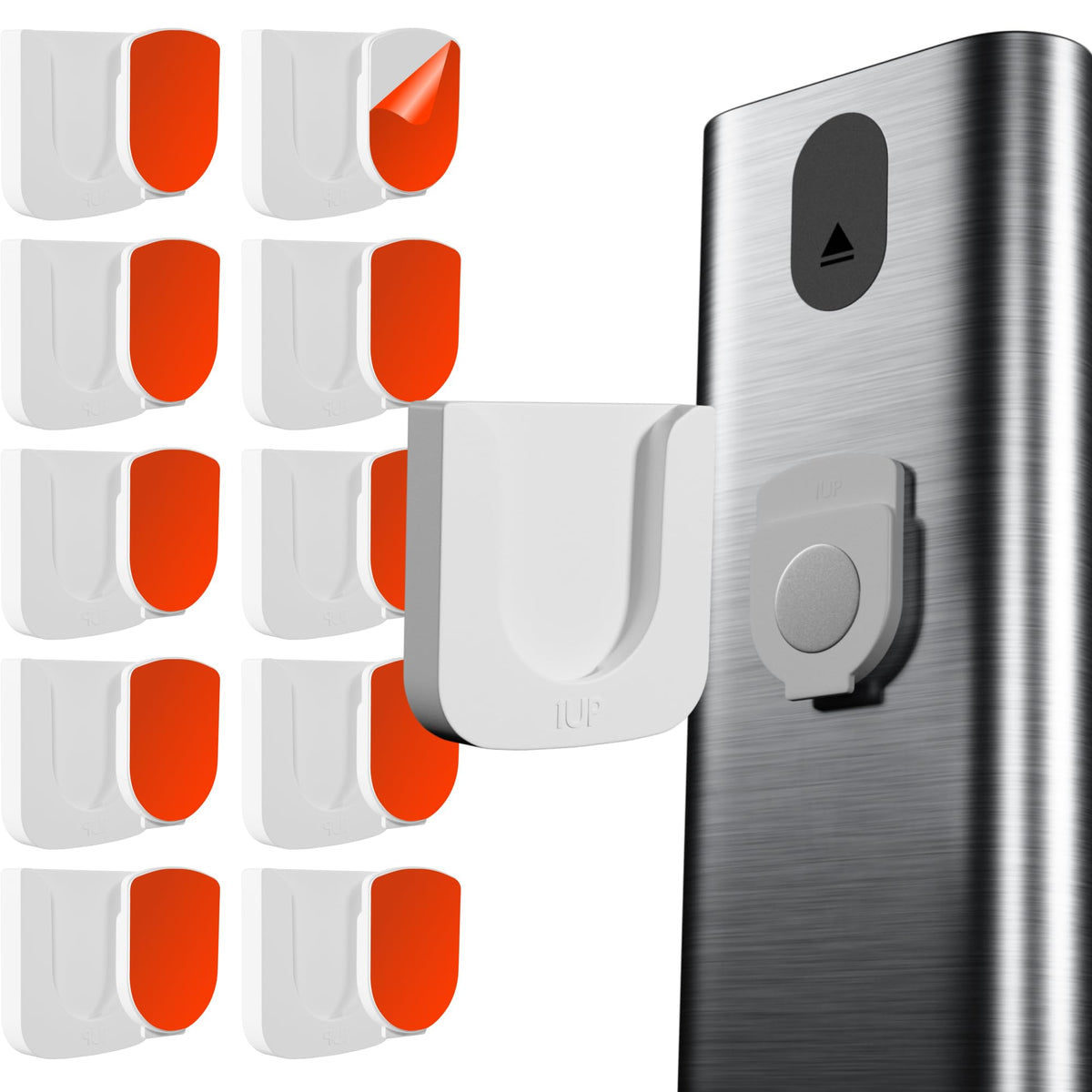 Magnetic Remote Control Holder - 10 Pcs White Set for TV, Fan, and Air Conditioner Remotes - Wall Mount with Self-Adhesive Back 