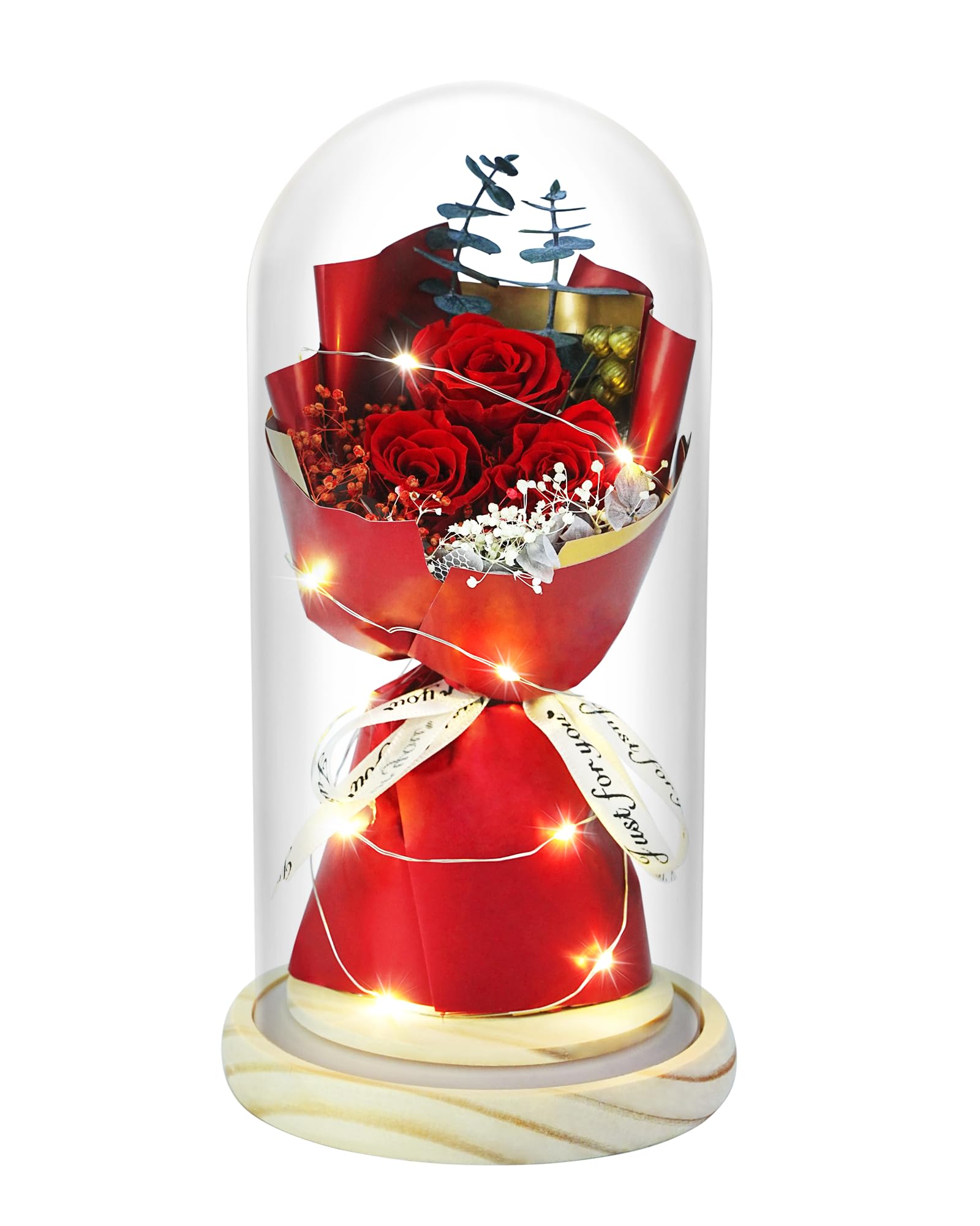 HVY Preserved Flowers Bouquet for Her,Forever Preserved Rose Gifts for Wife Girlfriend Mom,Flowers Fresh Bouquet for Christmas,B