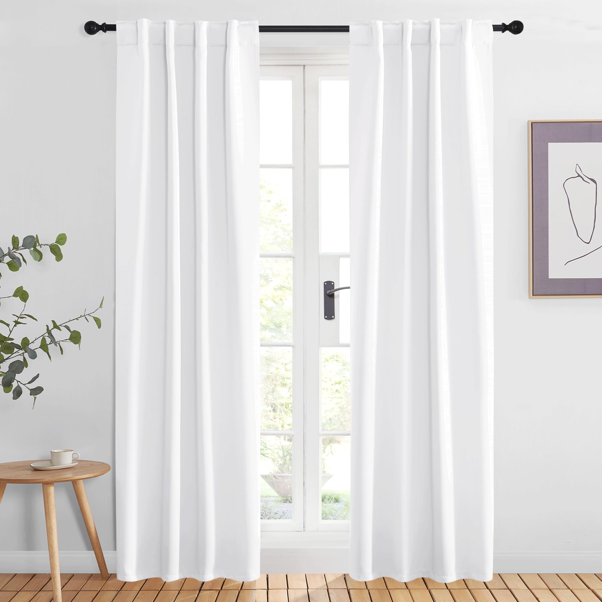Nicetown Living Room Curtains - (White Color) W34 X L84, Set Of 2, Home Decor Modern Drapery Panels For Office/School/Hospital Window