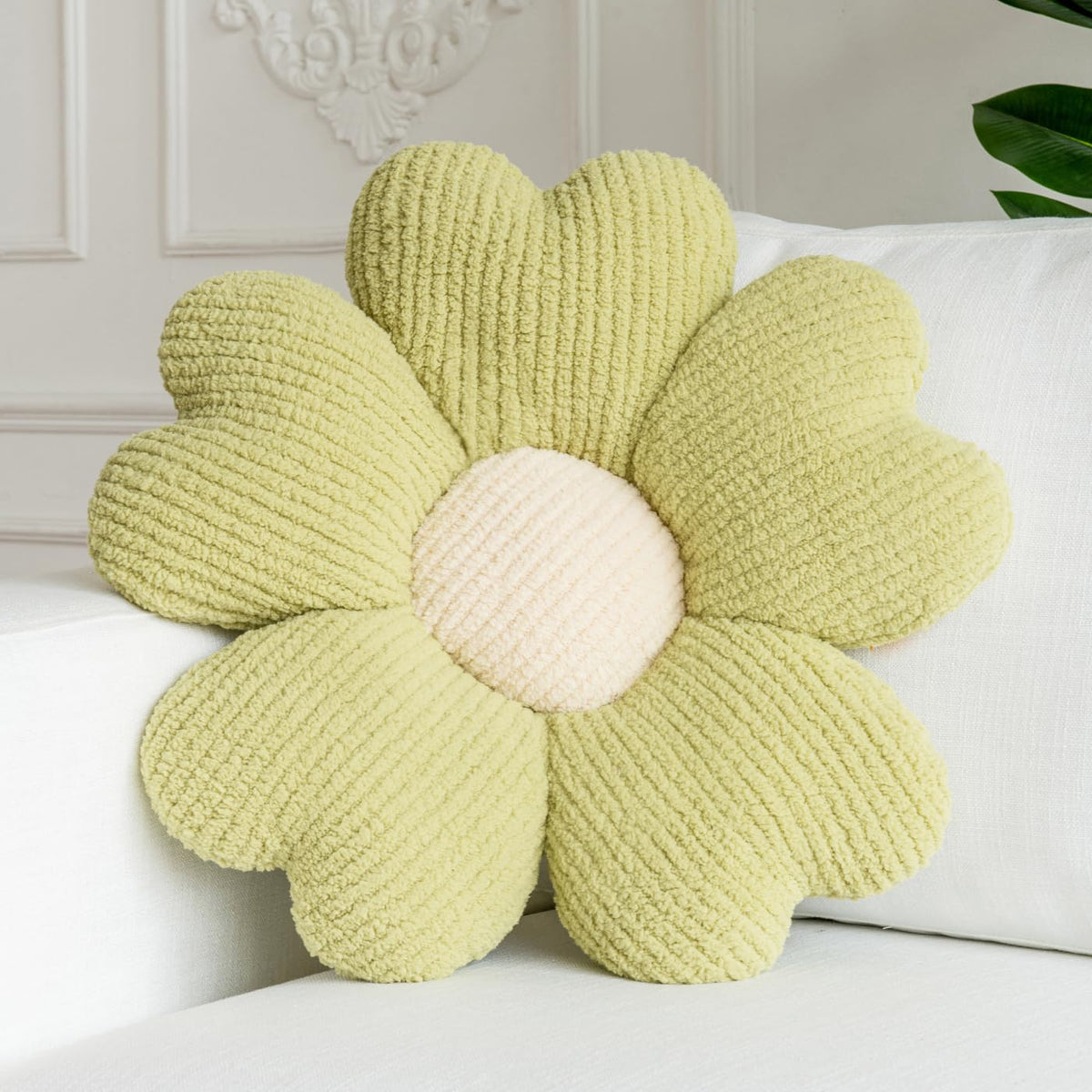 Flower Pillow, Flower Shaped Throw Pillow, 19.7' Grass Green Preppy Pillows Cute Decorative Seat Cushion Aesthetic Pillows For