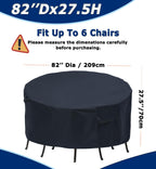 Round Patio Furniture Covers, 82'' Dia Outdoor Furniture Covers, Waterproof Outdoor Table Cover, Fire Pit Cover Outdoor Round Ta