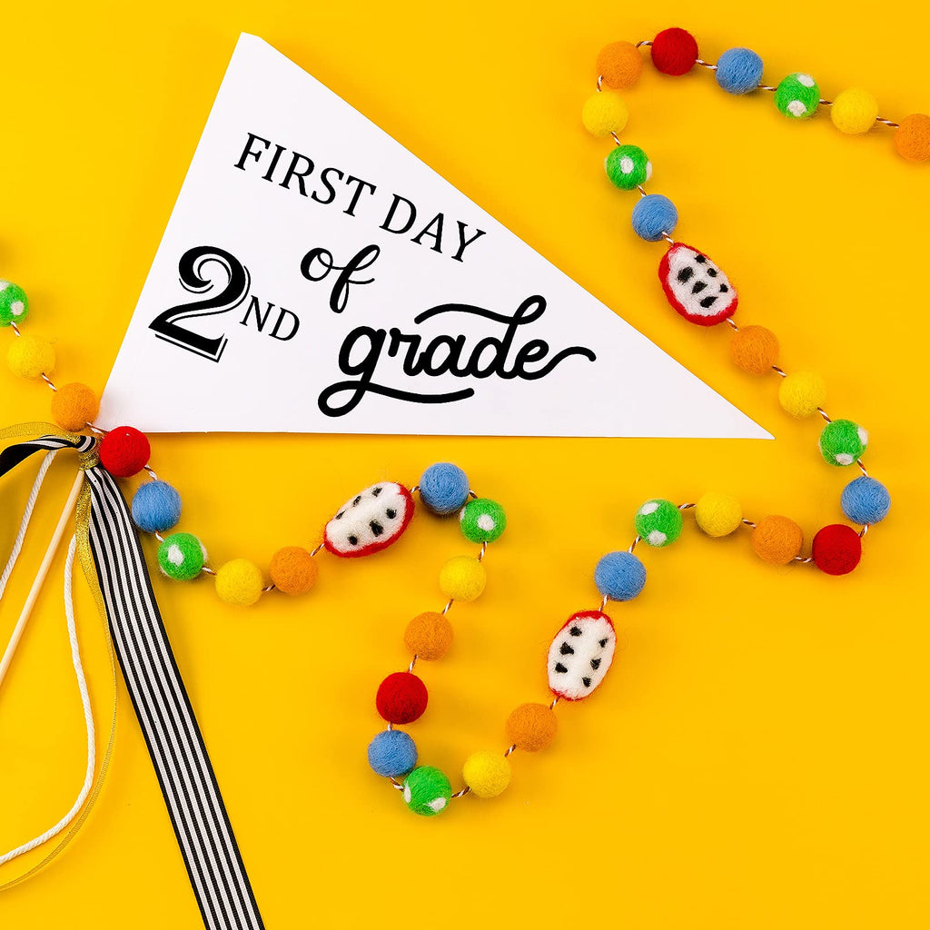 Cinpiuk First Day Of School Flag Diy 2024 Back To School Pennants, First Day Of 2Nd Grade Flag With Ribbons Make Your Own School