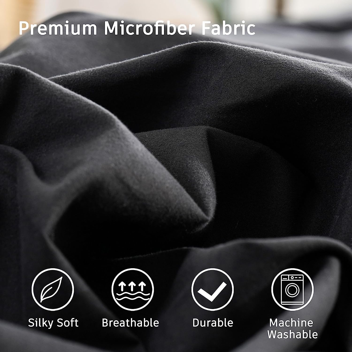 Downcool King Comforter Set - Black Comforter King Size, 3-Piece Pintuck Bedding Comforter Sets, 1 Pinch Pleated Comforter And 2