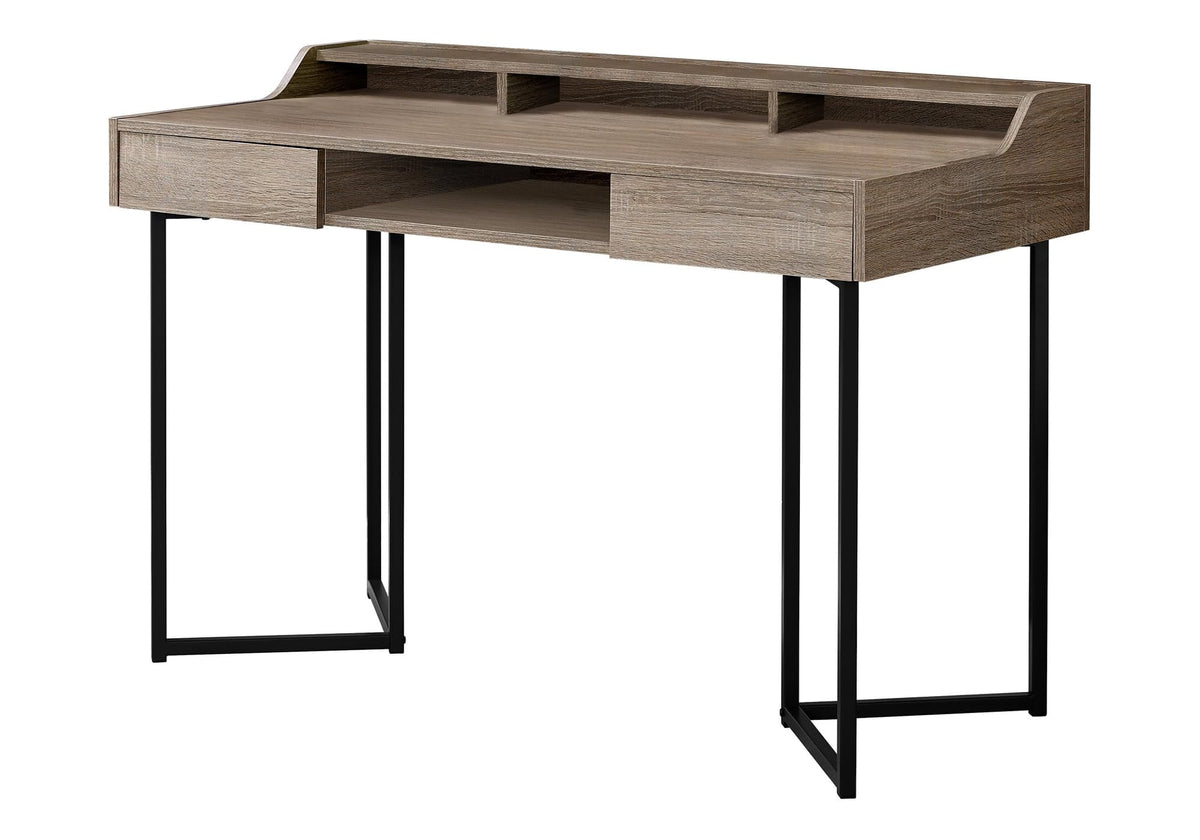 Monarch Specialties Computer Desk-Modern Contemporary Style-Laptop Table for Home & Office with Hutch Drawers and Shelves, 48' L, Dark Taupe