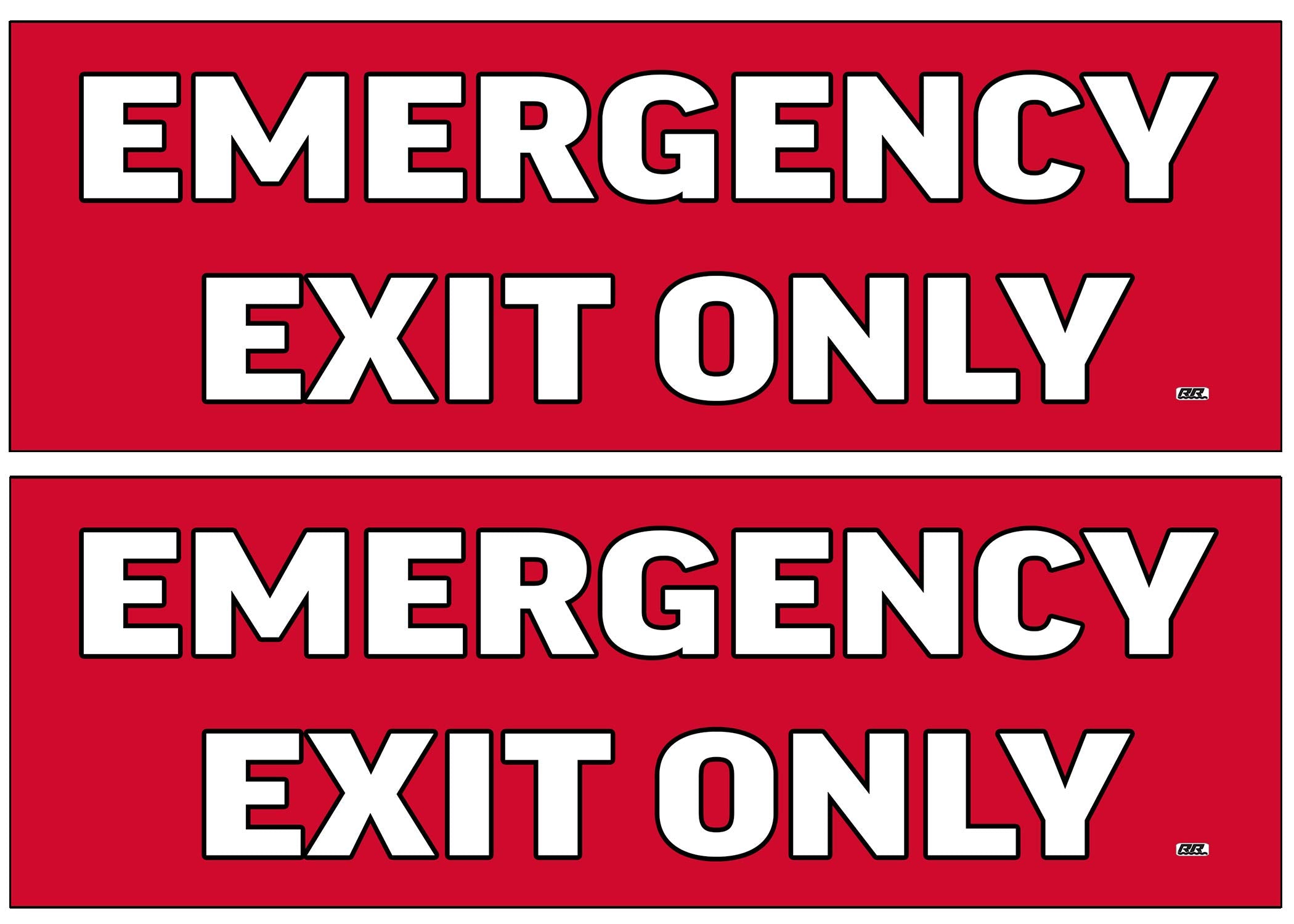 Rogue River Tactical 2 Pack Emergency Exit Only Red Sticker Set Sign Warning 9X3 Inch Vinyl Decal Indoor Outdoor Window Door Bus