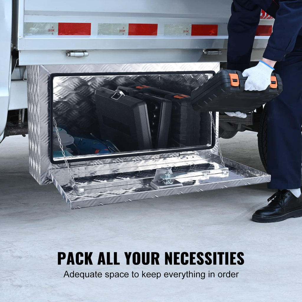 Vevor Underbody Truck Box, 30''  14''  16'' Pickup Storage Box, Heavy Duty Aluminum Diamond Plate Tool Box With Lock And Keys, W