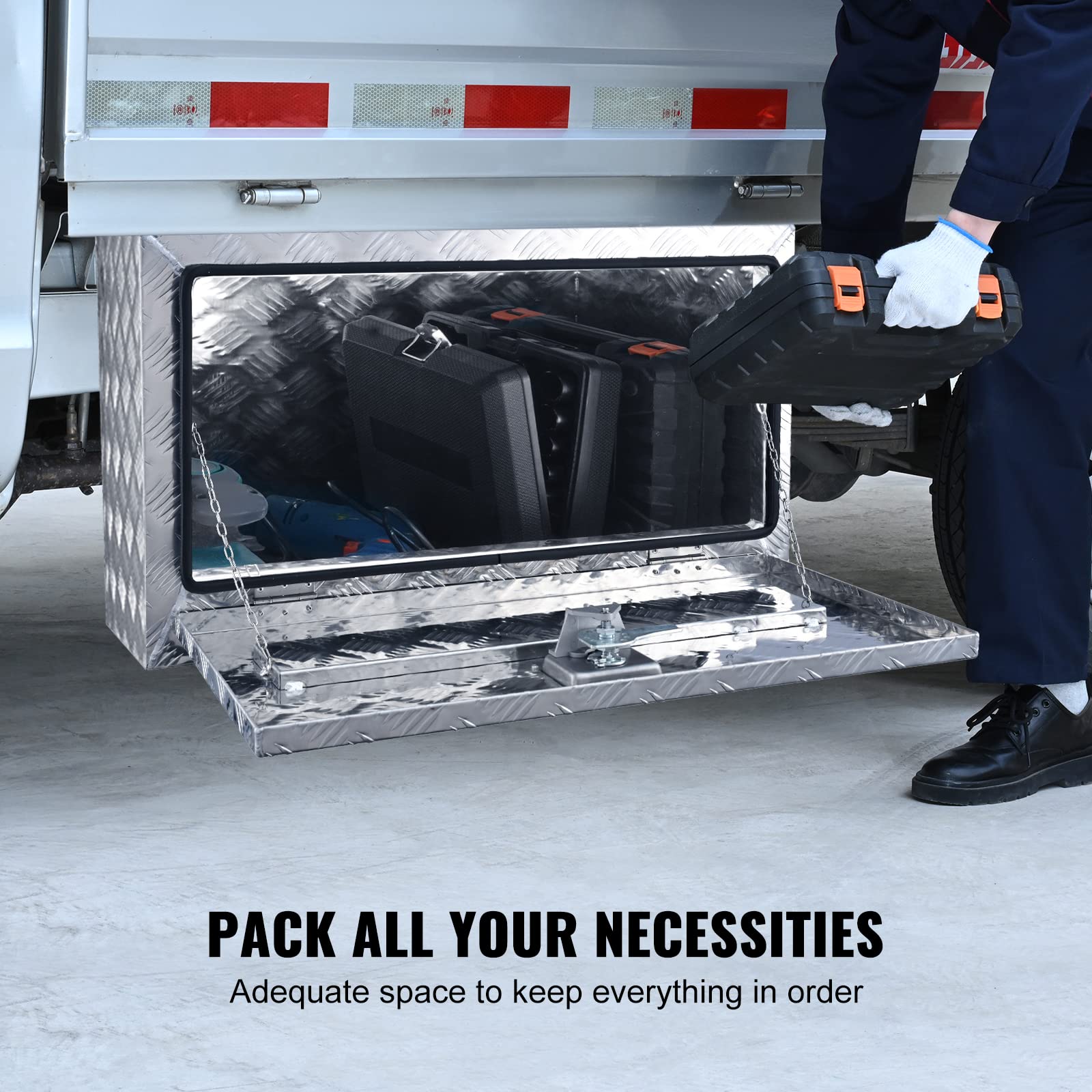 Vevor Underbody Truck Box, 30''  14''  16'' Pickup Storage Box, Heavy Duty Aluminum Diamond Plate Tool Box With Lock And Keys, W
