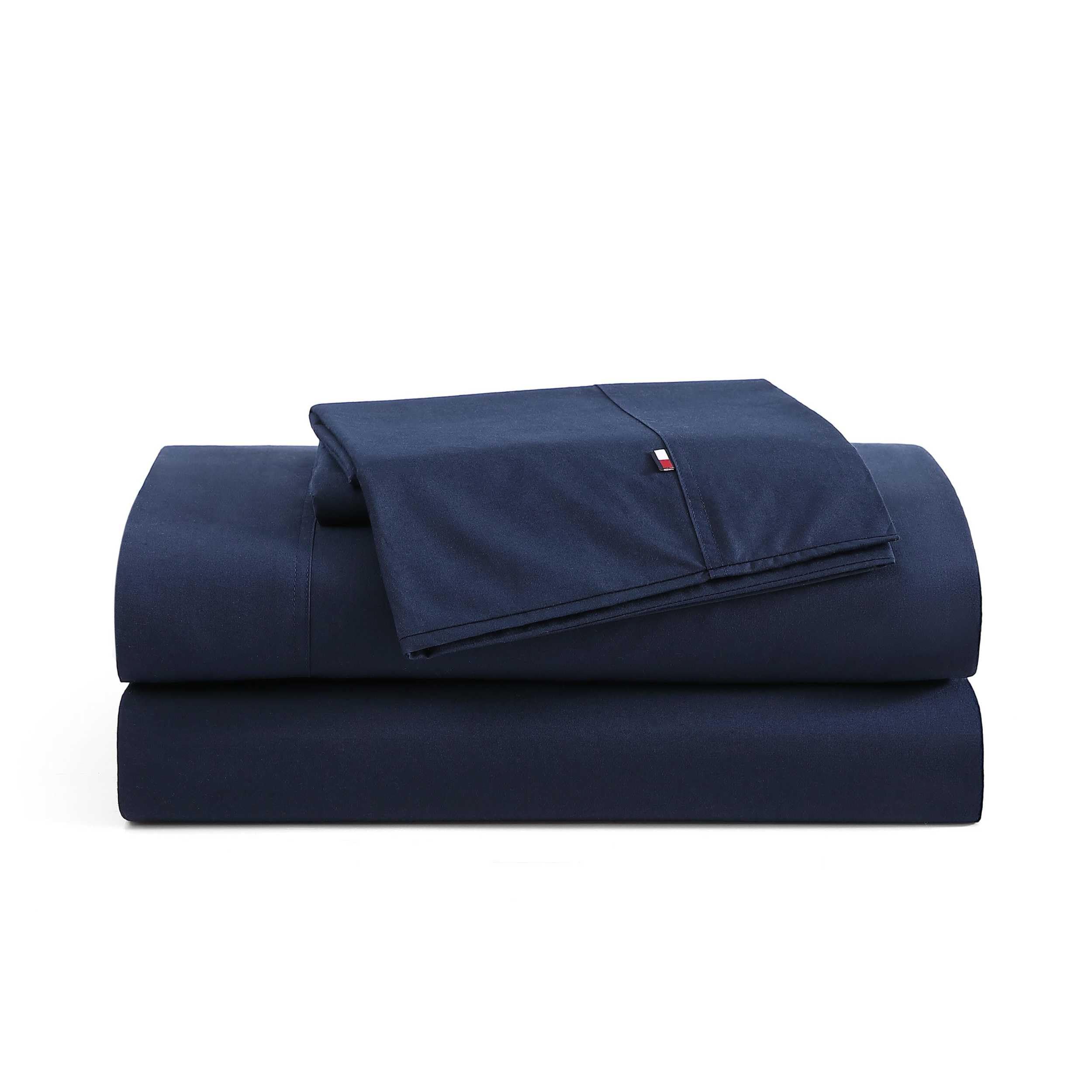 Tommy Hilfiger - Queen Size Sheets Set, Crisp & Tailored Cooling Sheets with a Naturally Smooth Cotton Percale Lightweight Feel 