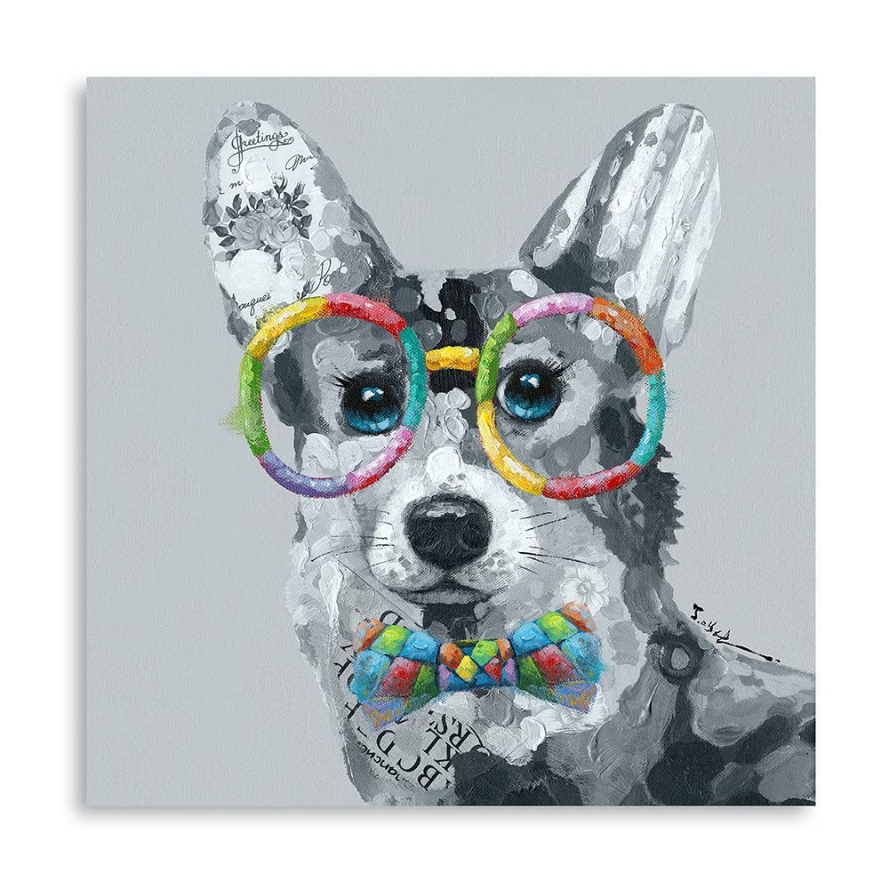Yidepot Cute Corgi Dog Wall Art: Pet Puppy Posters for Bedroom 24x24 Funny Bathroom Wall Art Decor for dog lovers