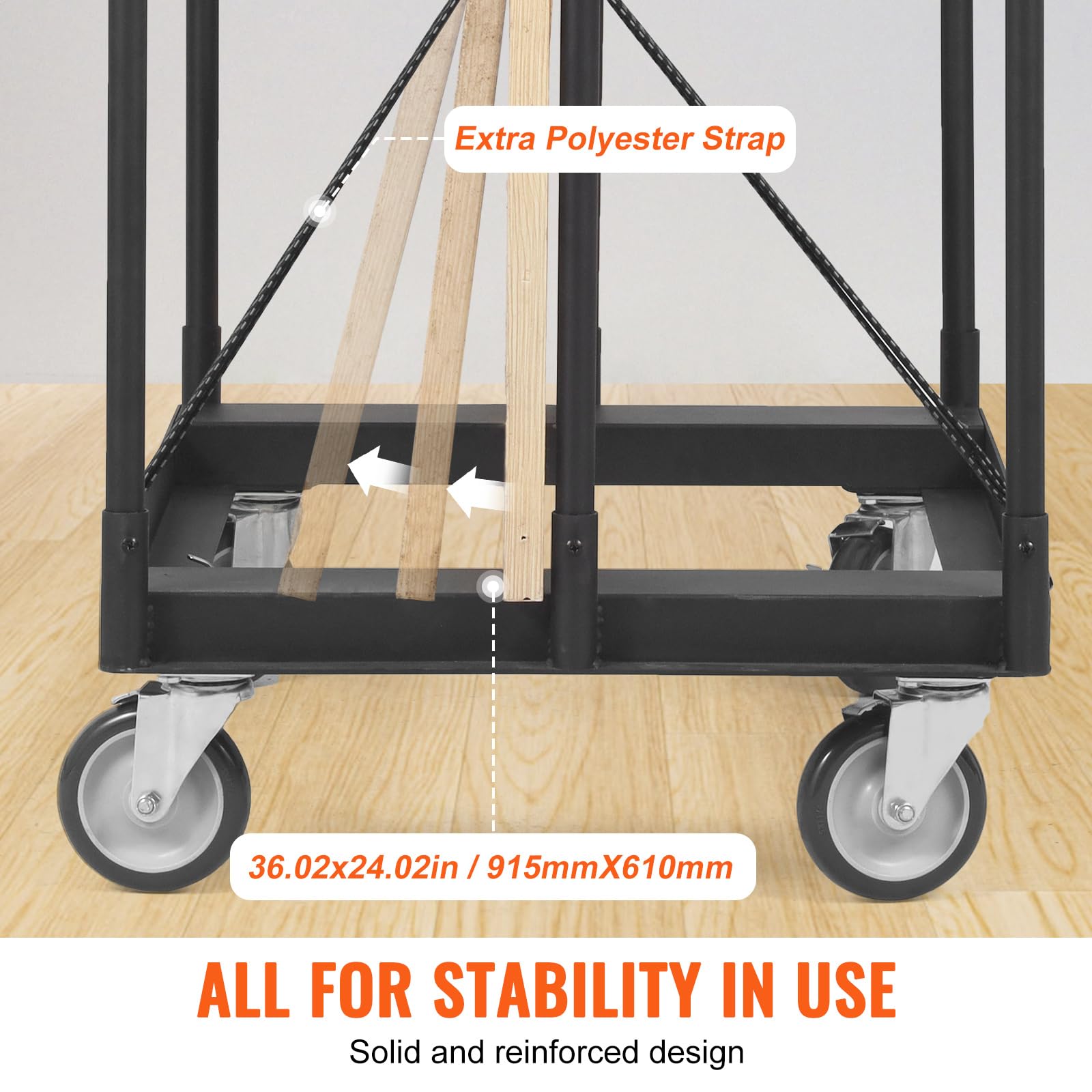 Vevor Steel Panel Truck, 1500 Lbs Panel Dolly Cart With 5'' Swivel Casters And 36.02'' X 24.02'' Deck, Heavy-Duty Drywall Sheet