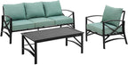 Crosley Furniture Kaplan 3-Piece Outdoor Sofa Patio Furniture Set, Conversation Sets For Porch, Deck, Oiled Bronze With Mist Cushions