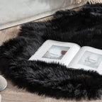 Orinova Black Shag Faux Fur 4X6 Area Rugs For Bedroom Washable Fuzzy Sheepskin Fur Rug For Living Room Nursery Rug