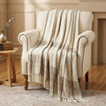 Amazon Basics Cotton Sofa Throw Blanket 50x60 inches | Waffle Knit & Chevron Pattern with Fringes | Throw for Living Room, Sofa,