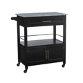 Linon Cameron Granite Top Kitchen Cart, 36.02 x 24.02 x 17.99, Black