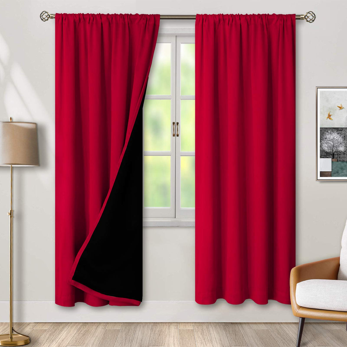 Bgment Blackout Curtains For Bedroom 84 Inch Length, Thermal Insulated Bedroom Curtains Christmas Rod Pocket Room Darkening Curt