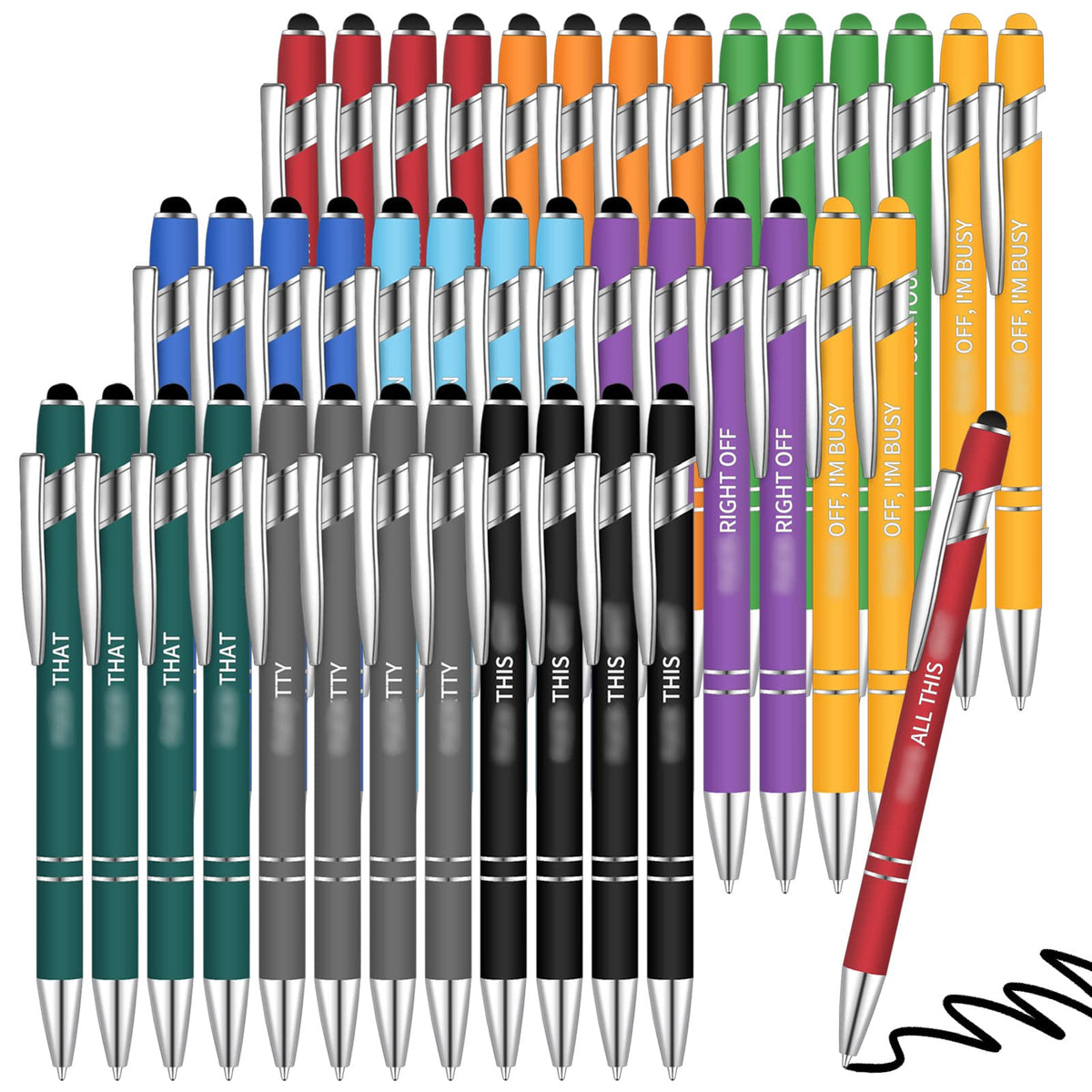 Teling Snarky Office Pens Funny Ballpoint Pens Motivational Pens Rude Quotes Pen Vibrant Negative Passive Pens Positive Message