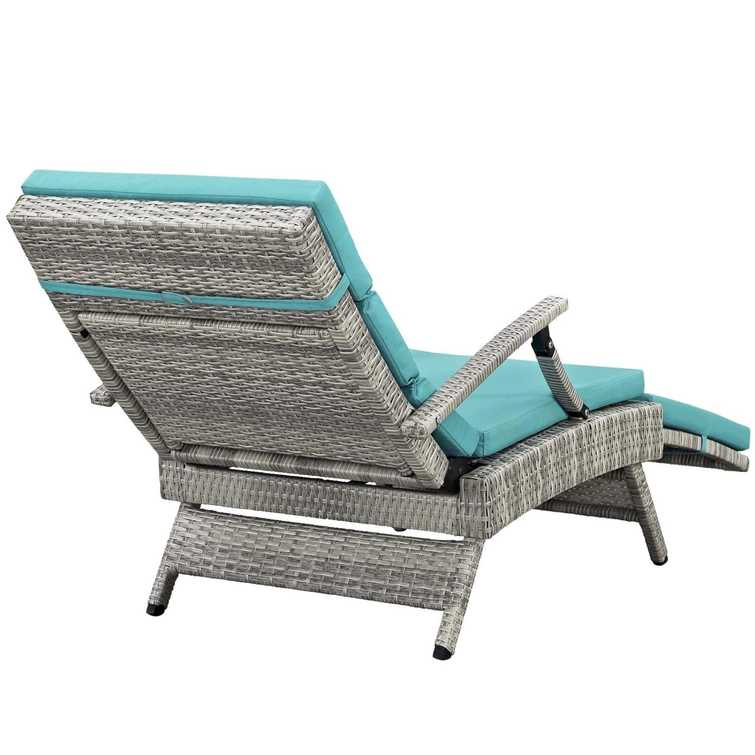 Modway Envisage Outdoor Patio Wicker Rattan Chaise Lounge In Light Gray Turquoise