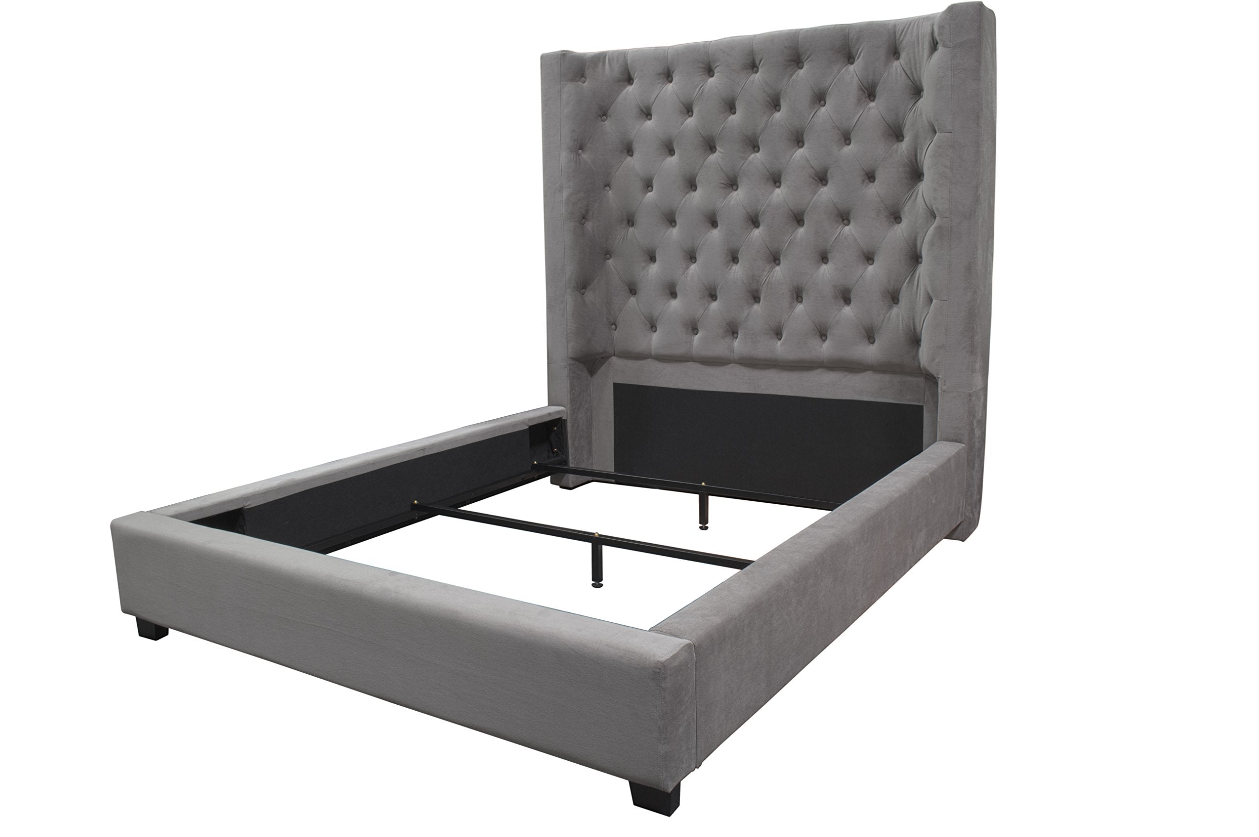 Best Master Furniture Jamie Upholstered Tower Contemporary Bed, Queen, Grey