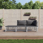 vidaXL 3 Piece Patio Lounge Set - Modern White Steel Frame with Comfortable Dark Gray Cushions, Flexible & Modular Design for Outdoor Relaxation and Entertainment