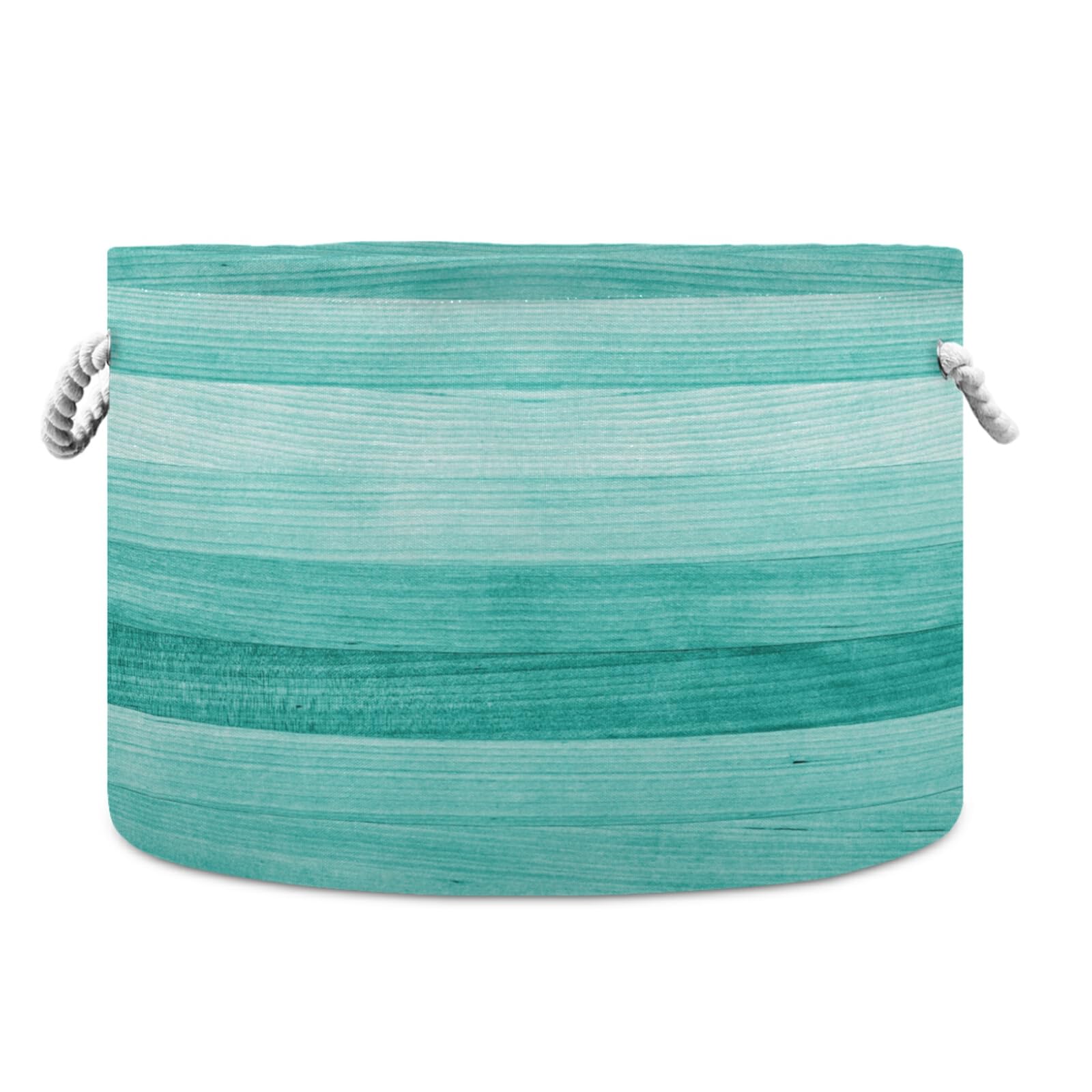 Large Storage Basket Teal Turquoise Green Wood Toy Storage Box Organizer Bins with Handles Laundry Hamper Basket for Home Decor