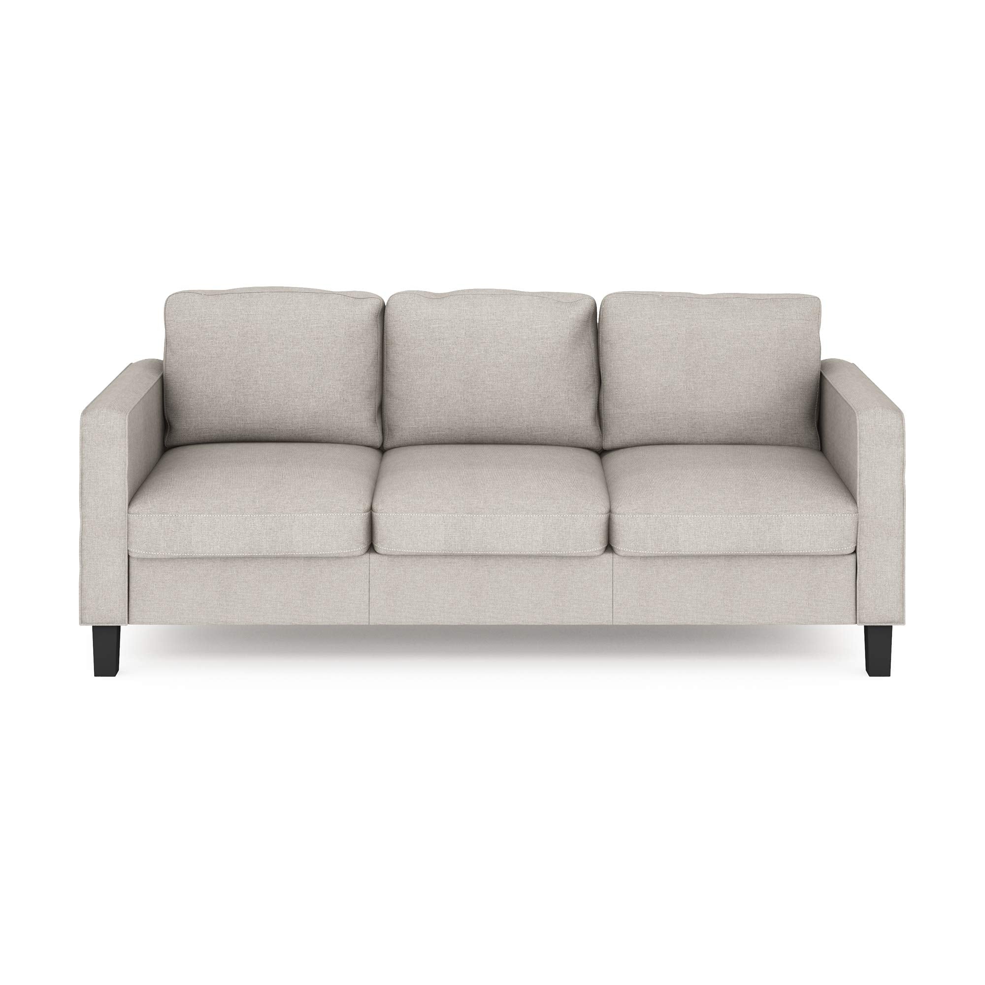 Furinno Bayonne Modern Upholstered 3-Seater Sofa Couch For Living Room, Fog