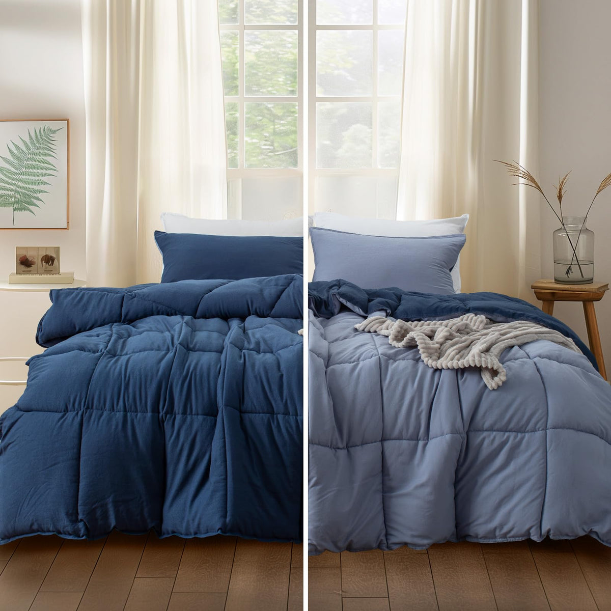 Kasentex Twin Size Comforter Set With 1 Sham - Down Alternatie Duvet Insert With Corner Ties, Reversible, Lightweight, Ultra Sof