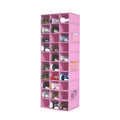 Libeder Hanging Closet Organizers 30 Section Shoe Shelves, Shoe Storage Hanging Shoe Rack, Space Saving Shoe Holder, Pink