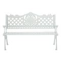 Island Gale Outdoor Solid Heavy Duty Cast Aluminum Bench, Patio Garden Yard Furniture White (White)