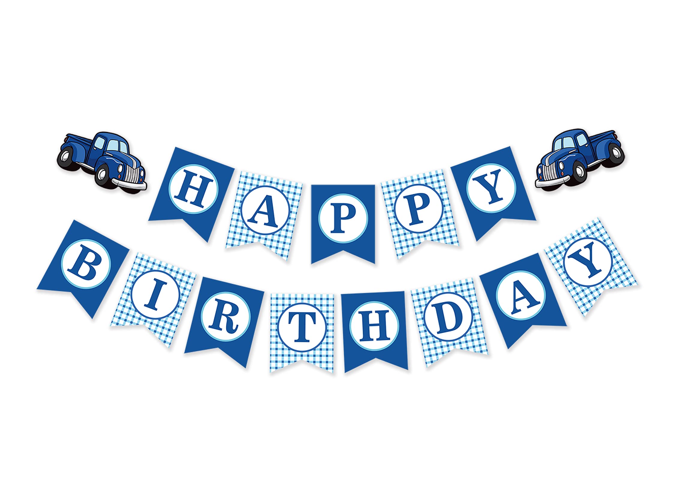 Blue Truck Happy Birthday Banner, Little Blue Truck Bday Party Decor, Beep Beep Beep Truck Sign For 1St 2Nd 3Rd Birthday
