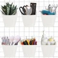 6Pack White Grid Wall Bins Hanging Cups with Back Hook, Gridwall Shelf Bins