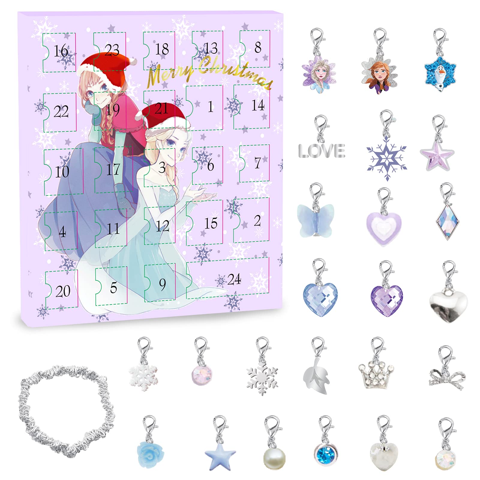 Christmas Advent Calendar 2024 for Girls and Boys With 24 Days Unique Gift Blind Box DIY Creative Charm Pendant Bracelet Daughte