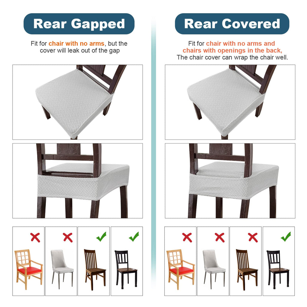Genina Waterproof Seat Covers For Dining Room Chair Covers Waterproof Dining Chair Covers (2 Pcs-Rear-Covered, White)
