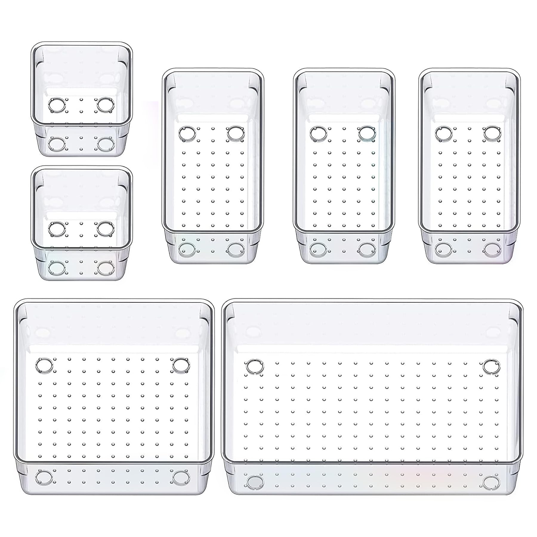 Aloxe Drawer Organizer Makeup Organizer Box Transparent Multipurpose Drawer Organisers Storage Box For Cosmetic, Jewellery, Offi