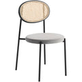 LeisureMod Euston Modern Wicker Dining Chair - Grey Velvet Seat with Powder-Coated Steel Frame, Side Chair for Kitchen & Dining 