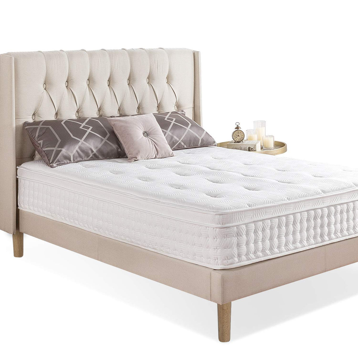 ZINUS 12 Inch Euro Top Pocket Spring Hybrid Mattress, King, Pressure Relief, Pocket Innersprings for Motion Isolation, Mattress 