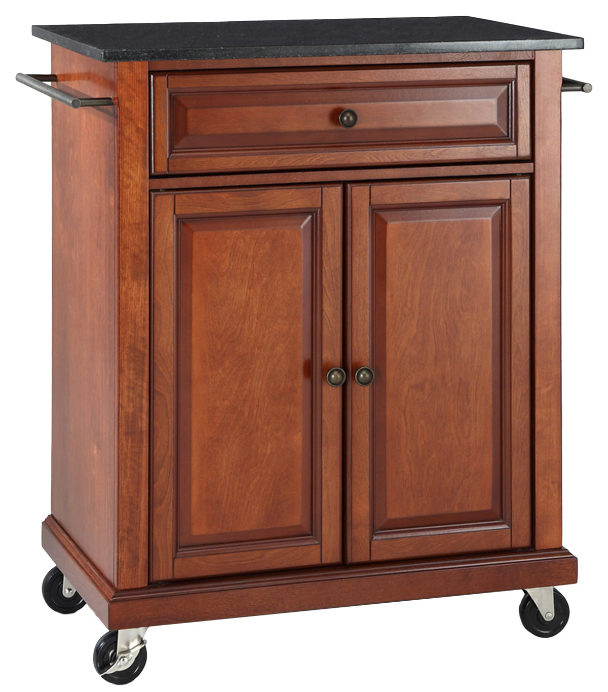 Crosley Furniture Compact Kitchen Island With Solid Black Granite Top, Cherry