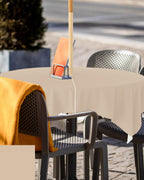 Queenker Light Khaki Outdoor Tablecloth With Umbrella Hole And Zipper, Solid Color Table Cover For Square Tables Waterproof Tabl