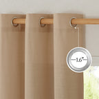 Nicetown Camel Linen Window Curtains 84 Inches Long, Grommet Thick Flax Semi-Sheer Light Filtering Curtains & Drapes Privacy Assured With Light Filtering For Living Room, W55 X L84, 2 Pieces