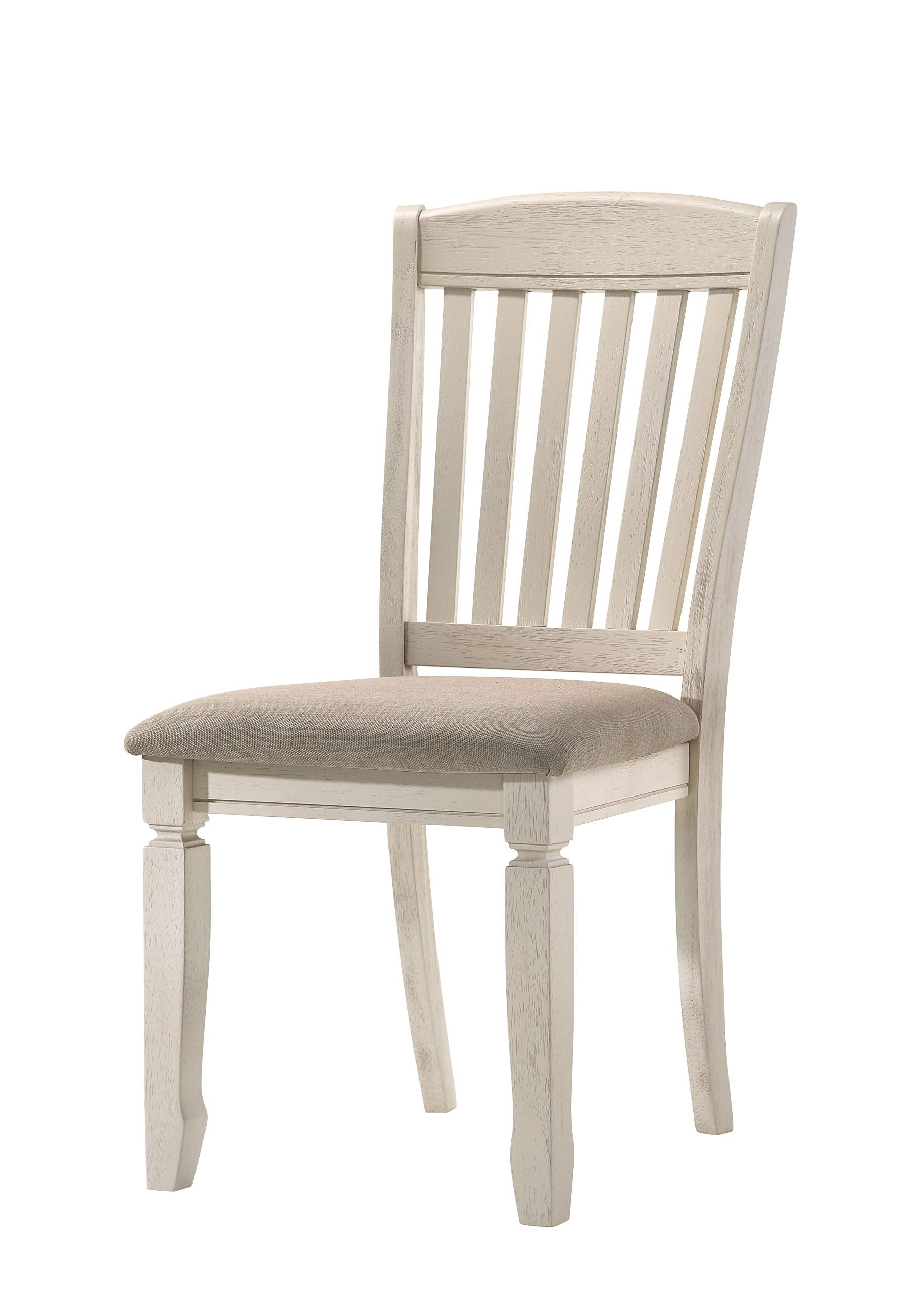 Acme Furniture Fedele Side Chair in Tan Fabric & Cream Finish