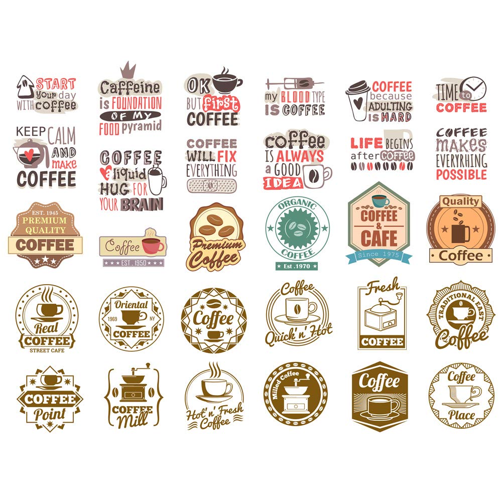Seasonstorm Coffee Time Words Logo Aesthetic Happy Planner Diary Journal Stationery Scrapbooking Stickers Travel Art Supplies