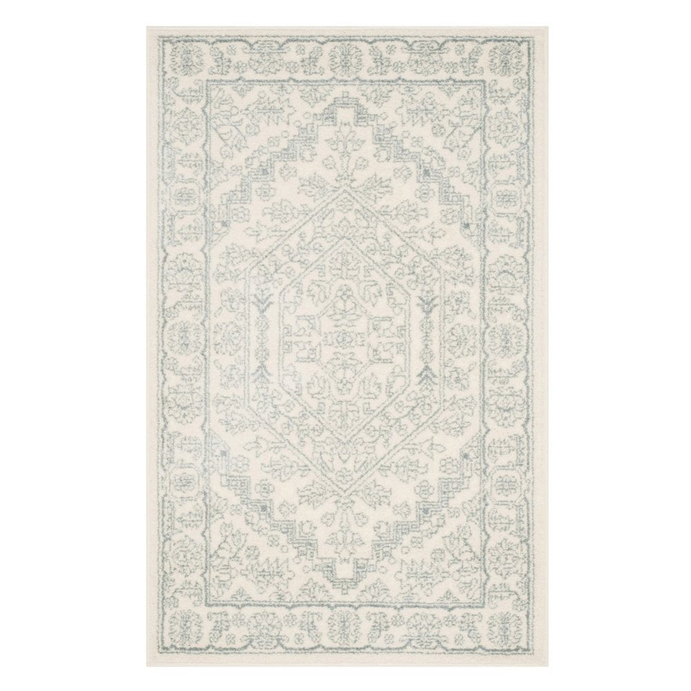 SAFAVIEH Adirondack Collection Area Rug - 6 Square, Ivory & Slate, Oriental Medallion Design, Non-Shedding & Easy Care, Ideal f