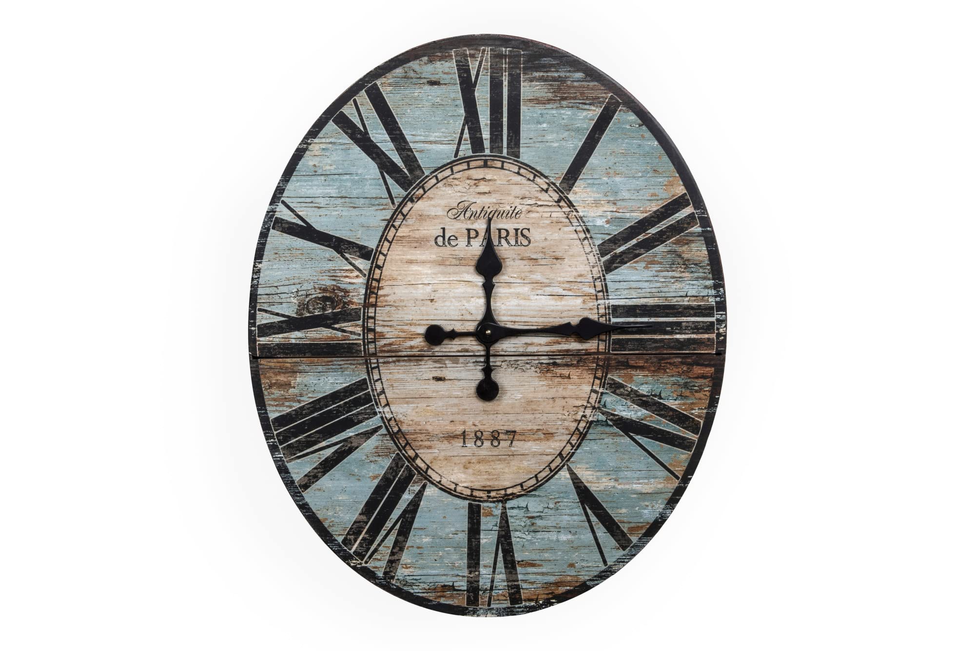 Oval Turquoise Wood Wall Clock